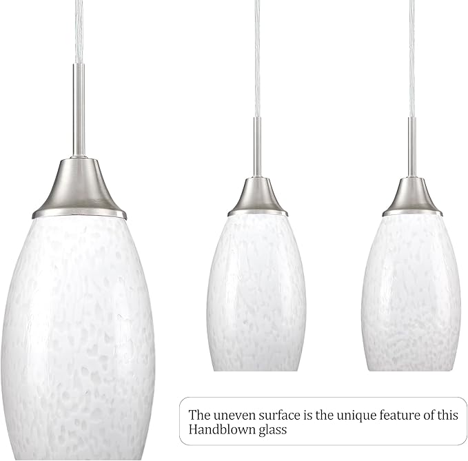 Mini Glass Pendant Light 4.72" with Handblown Milk White Marble Art Glass Hanging Light 1-Pack Oval Ceiling Hanging Light Fixture for Dining Room Kitchen Island Cafe Foyer Hallway