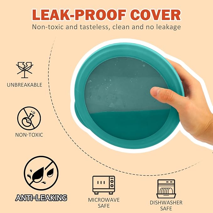 wheat straw bowls set of 4,40oz unbreakable salad bowl set with cover,alternative plastic bowls with cover for kitchen,party,camping and picnic. Green