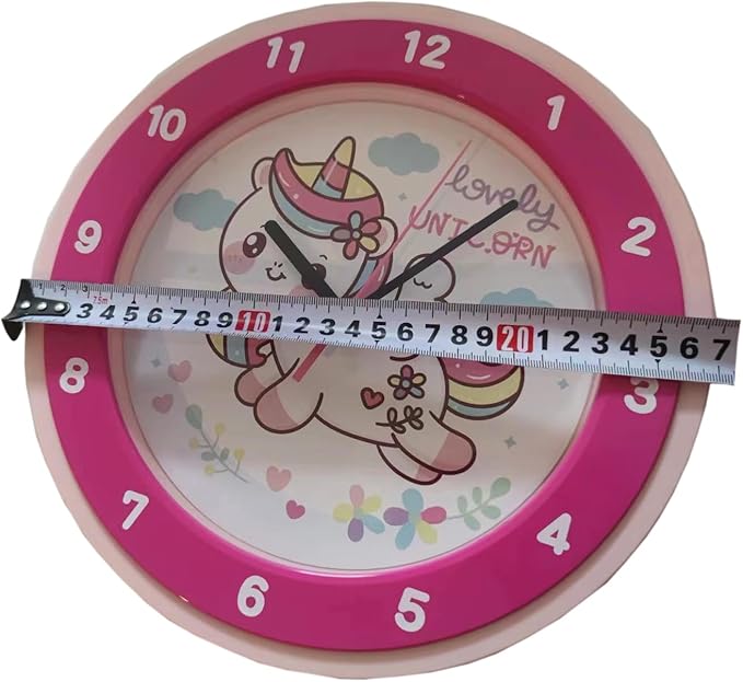 Learning Time Clock for Kids ，Colorful Clock Face Silent Clocks，Décor at School,Bedroom,Kitchen,Classroom,Clear Digital Wall Clock for Kids Room (Rainbow Cute Unicorn)
