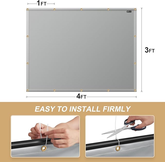 Heat Shield Behind Grill Heat Shield Mat for Deck Fence, Railing, Grill and Refrigerator, Grey Heavy Duty Fireproof Cover and Screen Protect Deck Railing from Grill, 3'x4'