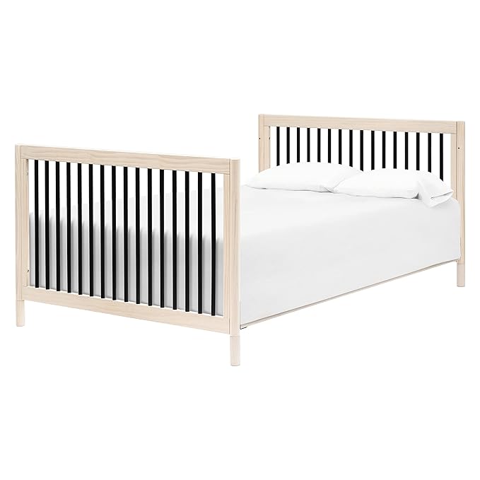 Babyletto Gelato 4-in-1 Convertible Crib with Toddler Bed Conversion in Washed Natural and Black, Greenguard Gold Certified