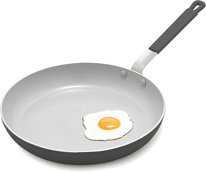 GreenPan x Bobby Flay 12" Nonstick Frying Pan Skillet, PFAS-Free Diamond Ceramic, Induction Suitable, Stay-Cool Silicone Handle, Easy Clean Dishwasher & Oven Safe, Egg & Omelet Pan, Graphite