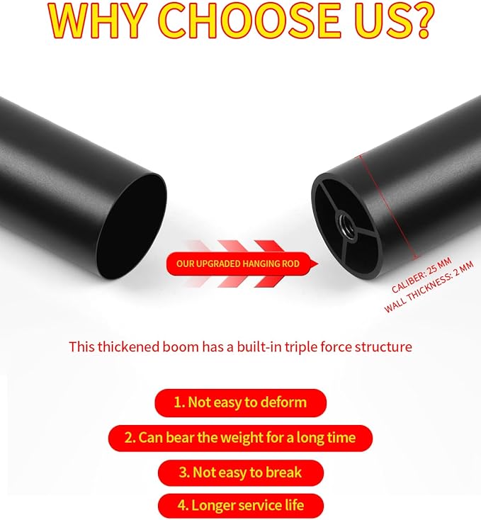 Closet Rods for Hanging Clothes 36'' Black Stepless height adjustment Heavy Duty Closet Rod for Optimize closet storage and organizing space