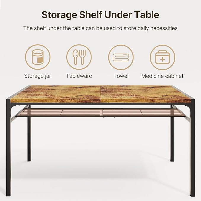 Gizoon Dining Table Set for 6 with Chairs, 7-Piece Kitchen Table Set for Small Space, Apartment, Kitchen, Dining Room, Space-Saving