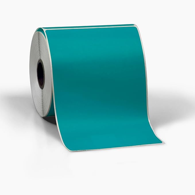 4" X 6" Direct Thermal Perforated Stickers Labels for Shipping Labels, Inventory, and Color Coding - Compatible with Zebra, Rollo, Godex and More (Teal, 12 Rolls)