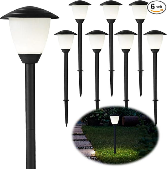 Low Voltage Pathway Lights LED Landscape Lights, 1.7W 12V, 3000K Warm White, IP65 Waterproof, ETL Listed, for Yard, Walkway, Garden, Black 6 Pack