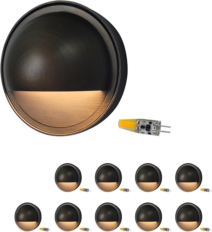 COLOER LED Deck Lights, Low Voltage IP65 Waterproof Landscape Lighting, Brass Step Railing Fence Light, Outdoor Fence Lights, Landscape Pathway Light, 72 inch Wired (10-Pack with Bulb)