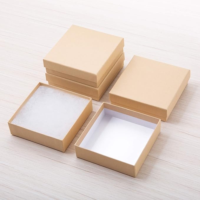 GEFTOL Jewelry Gift Boxes 96 Pack 3.5x3.5x1 Inch Cardboard Jewelry Boxes,Small Gift Boxes for Jewelry Earrings Necklaces Handmade Bangles Bracelets(Brown)