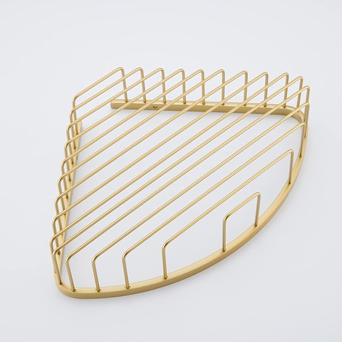 Bathroom Shower Caddy Corner Shelf Basket, Corner-Hollow Design, Ultra Sturdy Rust-Proof Stainless Steel Shelf Organizer Shampoo Holder, Wall Mounted Storage Rack for Bathroom, Brushed Gold