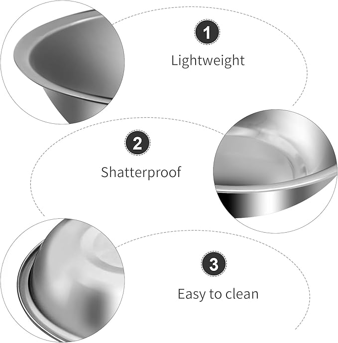 UOIENRT 10 Packs Small Stainless Steel Bowls, 3/4 Quart Prep Bowls with Flat Base, 6 1/2 Inch Wide Metal Bowl for Kitchen Prep Cooking Baking Serving Mixing Cereal