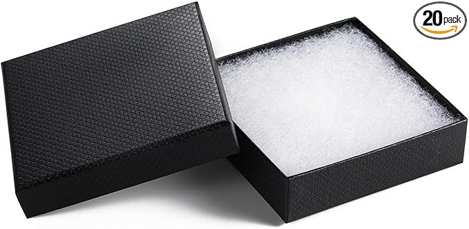 GEFTOL Jewelry Gift Boxes 20 Pack 3.5x3.5x1 Inch Cardboard Jewelry Boxes,Small Gift Boxes for Jewelry Earrings Necklaces Handmade Bangles Bracelets(Black)