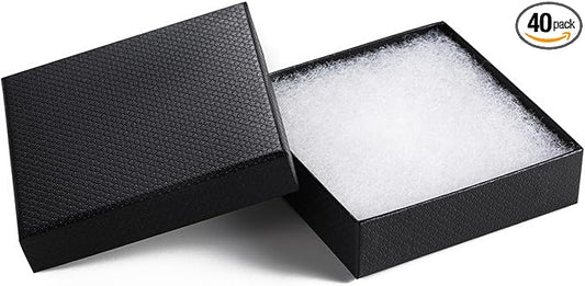 GEFTOL Jewelry Gift Boxes 40 Pack 3.5x3.5x1 Inch Cardboard Jewelry Boxes,Small Gift Boxes for Jewelry Earrings Necklaces Handmade Bangles Bracelets(Black)