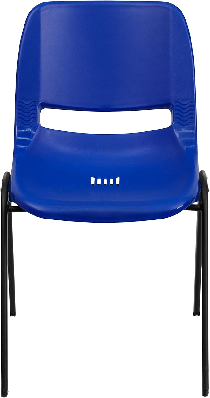 EMMA + OLIVER Blue Ergonomic Shell Student Stack Chair - Classroom Chair / Office Guest Chair