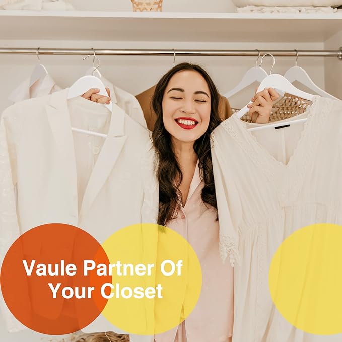 White Wooden Hangers 30 Pack Slim Coat Hangers for Closet with Smooth Finish,Shirt,Suit,Dress,Heavy Duty Clothes Hanger