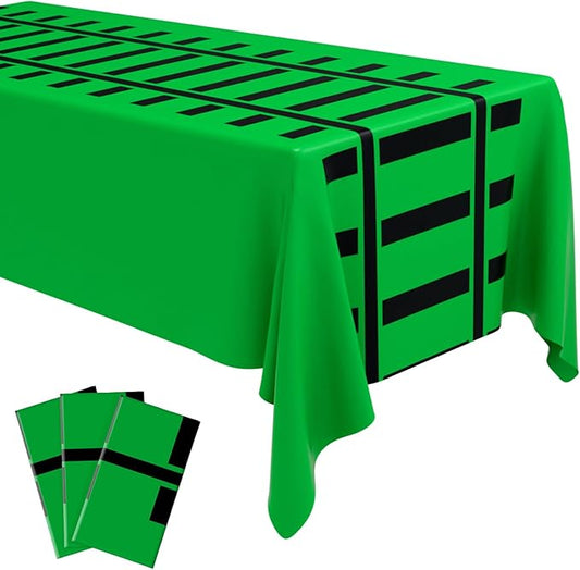 3 Pcs Train Party Decorations Railroad Track Tablecloths Train Birthday Party Supplies 54 x 108 Inch Plastic Table Covers for Railroad Track Western Theme Birthday (Green)