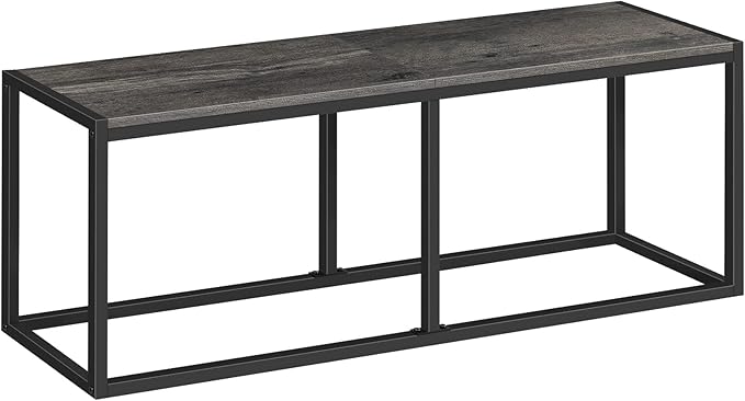 HOOBRO Dining Bench, 47.2 Inch Industrial Style Kitchen Table Bench, Steel Frame, Easy to Assemble, for Kitchen, Dining Room, Charcoal Gray and Black BC12CD01