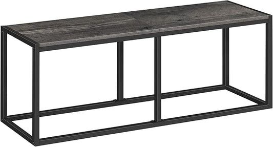HOOBRO Dining Bench, 47.2 Inch Industrial Style Kitchen Table Bench, Steel Frame, Easy to Assemble, for Kitchen, Dining Room, Charcoal Gray and Black BC12CD01