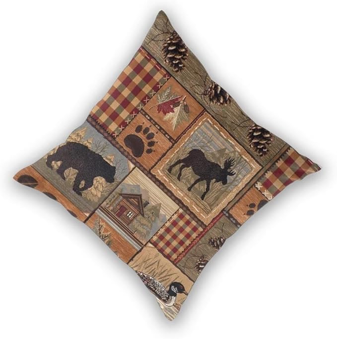 BETGINY Western Pillows Cover 22 x 22 Inch Pack of 2, Rustic Wildlife Cabin Bear Deer Throw Pillows Cover Linen Square Cushion Animal Pillowscase for Bedroom Home Sofa Decoration