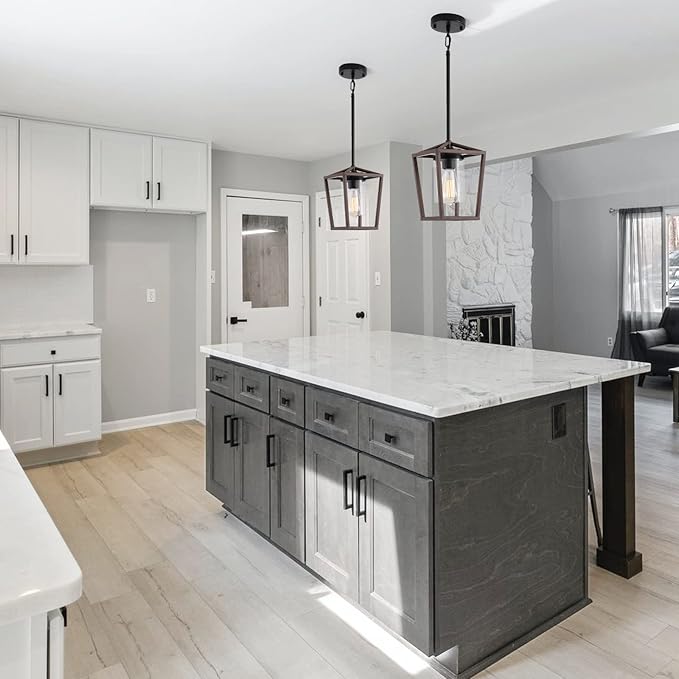 SGLfarmty Farmhouse Bar Pendant Lighting for Kitchen, Single Pendant Island Light with Wooden Finish，Modern Industrial Metal Pendant Light Fixtures，Rustic Ceiling Lantern Hanging Light,1 Pack