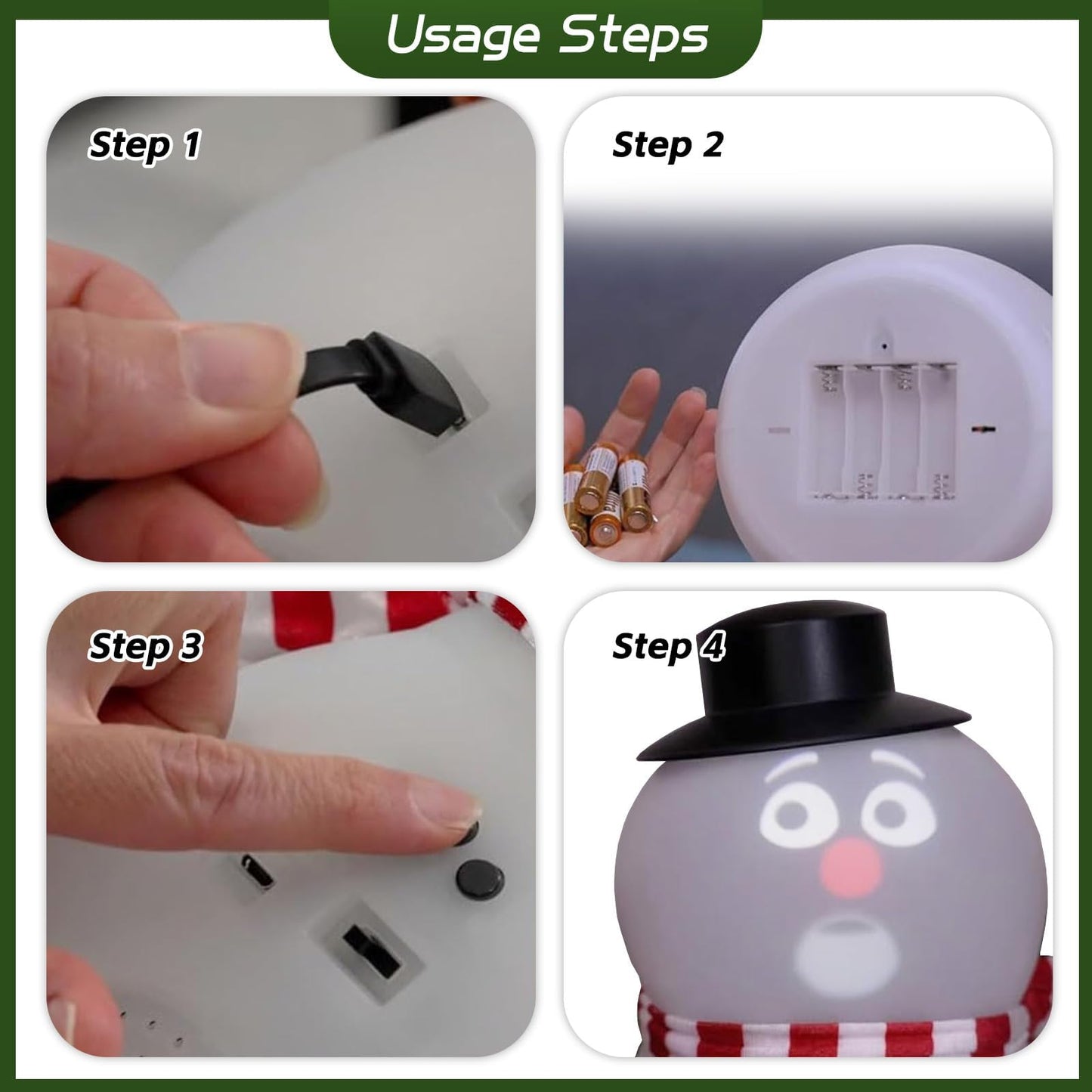 Nyrvexa Animated Talking Snowman,Singing,Talking,Dancing Interactive Blinking Snowman with Built-in Projector & Speaker -Plug'n Play Christmas Decoration, LED Facial Projection (USB/Battery Powered)