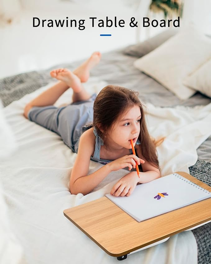 Ruxury Folding Lap Desk Laptop Stand Bed Desk Table Tray, Breakfast Serving Tray, Portable & Lightweight Mini Table for Sofa Couch Floor - Wood