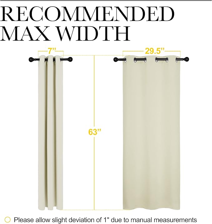 NICETOWN Kitchen Curtains, Short Curtains for Bedroom Windows, Thermal Insulated Room Darkening Curtain Panels for Girls Room, Cafe (Beige, 34" W by 63" L, 1 Pair)