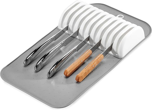 Madesmart Antimicrobial Classic Large Knife Mat Soft-Grip, Non-Slip Drawer, Long-Lasting Home Organization, EPA Certified, White