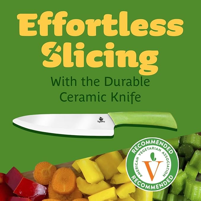 Durable Ceramic Knife for Chopping Vegetables & Fruits, 4” Non-Reactive and Professional Ceramic Chef Knife for Clean Cutting, Rust-Proof Sharp Blade with Ergonomic Handle, Gift-Ready Kitchen Knives