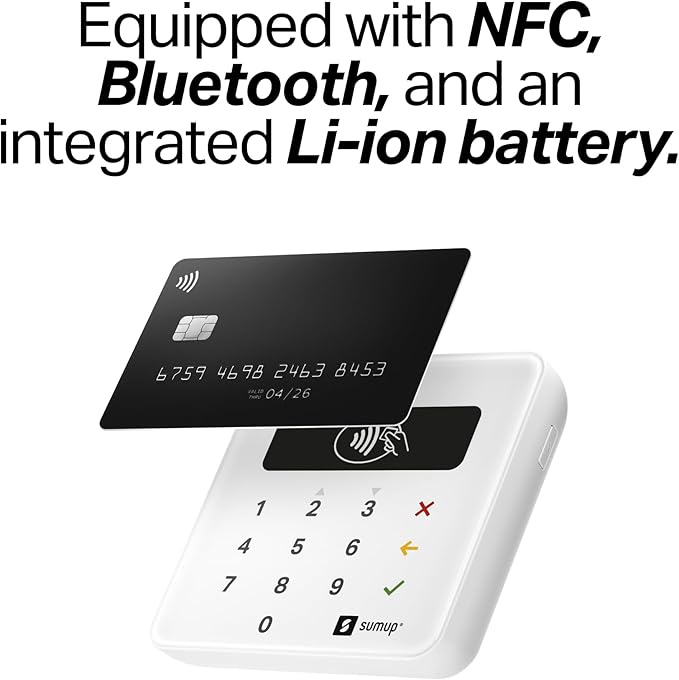 SumUp Plus Card Reader, Bluetooth - NFC RFID Credit Card Reader for Smartphone