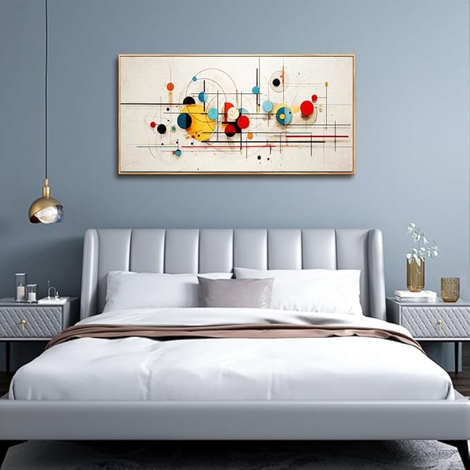 hyidecorart Wood Framed Canvas Wall Art For Living Room Large Decorations For Bedroom Room Office Wall Decor Color Line Color Block Abstract Wall Painting Prints Pictures Artwork Home Decor