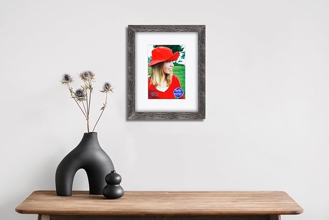 RPJC 8x10 inch Picture Frame Made of Solid Wood and High Definition Glass Display Pictures 5x7 with Mat or 8x10 Without Mat for Wall Mounting Photo Frame Driftwood Finish