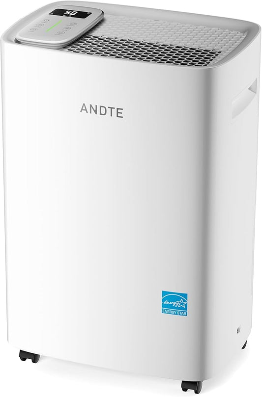 4500 Sq.Ft Energy Star Dehumidifier for Basement, ANDTE 52 Pints Home Dehumidifiers with Drain Hose & Tank for Large Room,Bathroom, Smart Humidity Control, Touch Control Panel, Auto Defrost
