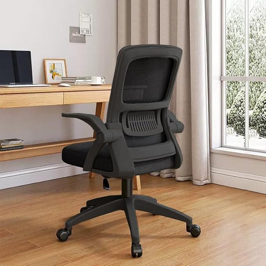 Home Office Chair Ergonomic Breathable Mesh Chair High Back with Adjustable Height Swivel with Flip-Up Arms and Lumbar Support
