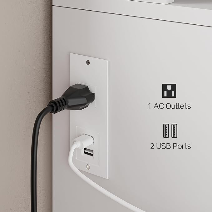 Haewon Makeup Vanity Desk with LED Mirror and Power Outlet, White Dressing Table Set with Storage Chair for Bedroom