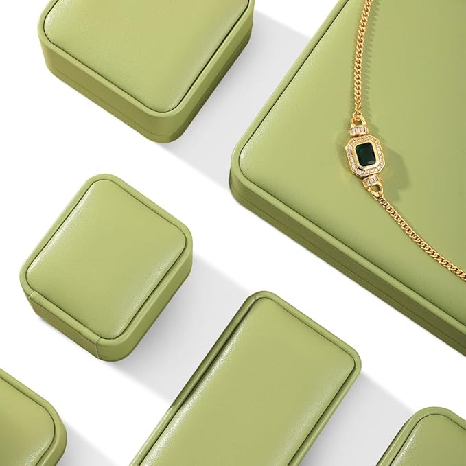 Earring Case, Leather Jewelry Box For Earrings, Luxury Gift Boxes For Jewelry (Green)
