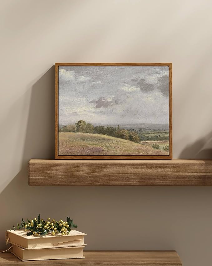 InSimSea Framed Canvas Wall Art Vintage Decor, Landscape Canvas Wall Art, Farmhouse Wall Art for Living Room, Rolling Hills Wall Painting Pictures for Bedroom Wall Decor, 9"x11"