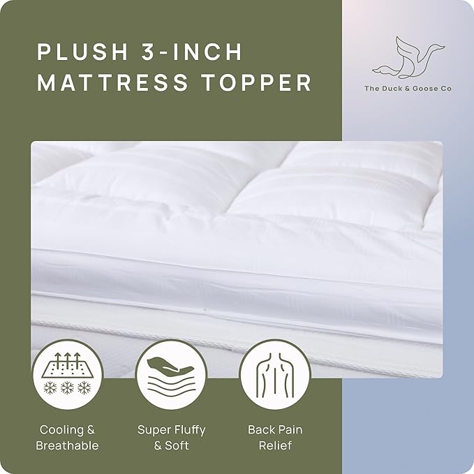 Soft & Cooling Pillow Top Mattress Topper California King with 300TC Cotton Cover, Extra Thick Plush Bed Topper for Back Pain, Overfilled Mattress Pad Cover for Firm Mattress, Fit to 6”-22” Mattress.