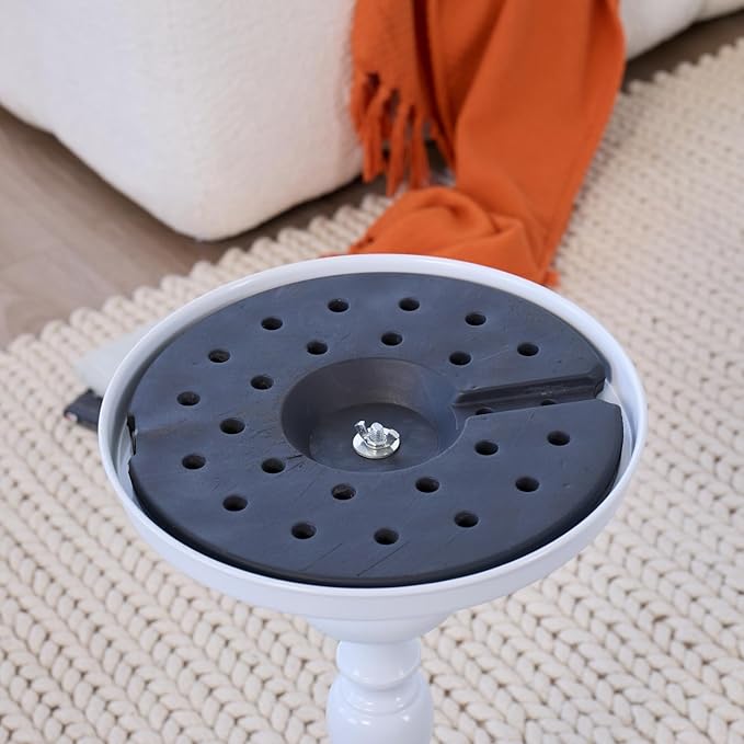 Elegant Vintage Round Side Table with Roman Columns - Sturdy Metal Design, Perfect as a Coffee, End, Tea, or Leisure Table for Living Room and Bedroom Decor, (White 1 Pack)