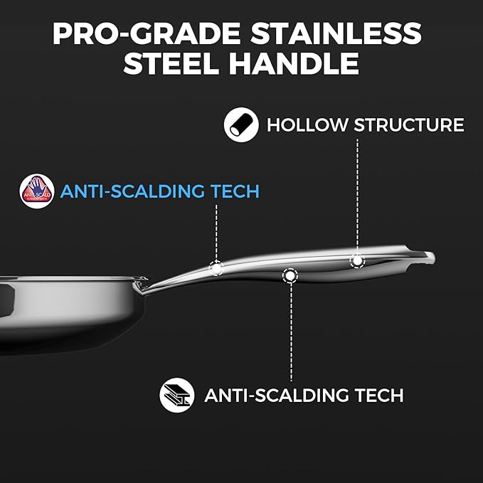 Non Stick Frying Pans,Hybrid Nonstick 11 Inch Frying Pan,Stay-Cool Handle,PFAS PFOA PTFE Free,Nonstick Frying Pan,Dishwasher-Friendly,Oven-Safe,Works on Ceramic and Gas Cooktops