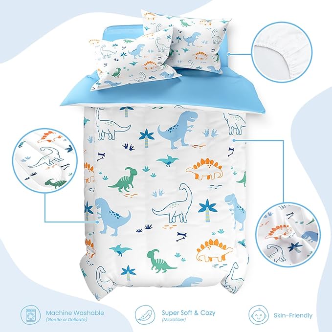 SANDJEST Dinosaur Duvet Cover Sets Twin Size for Kids Boys, Include 1 Polyester Comforter Cover 68x86 Inches and 1 Pillowcase 20x26 Inches, Comforter Not Included, Gift for Christmas Birthday