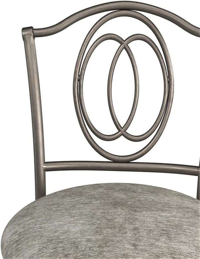 Hillsdale Emerson Metal Vanity Stool, Silver, 51053A