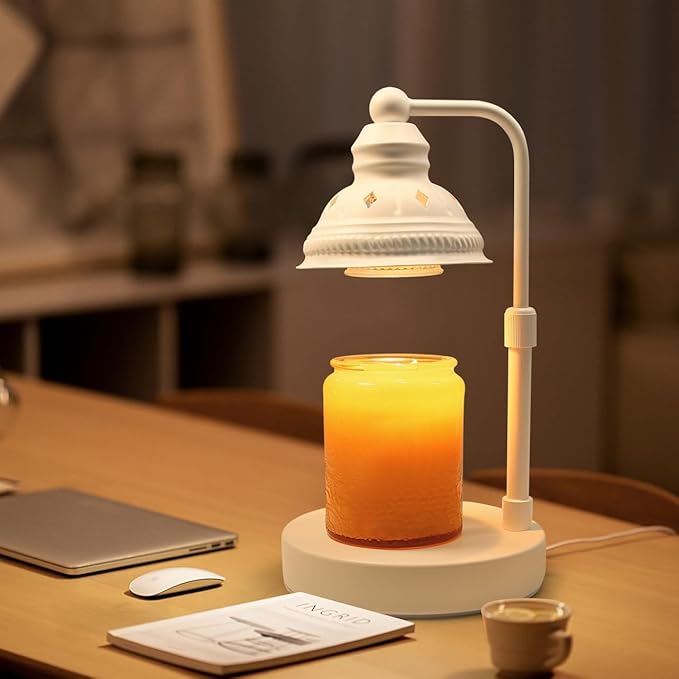 LIDORE Candle Lamp, Candle Warmer Lamp with Timer (White, No USB)