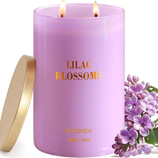 Goodpick Lilac Scented Candle, Mothers Day Soy Wax Candle, 22oz Long Lasting 120H for Home Scented, Gifts for Women