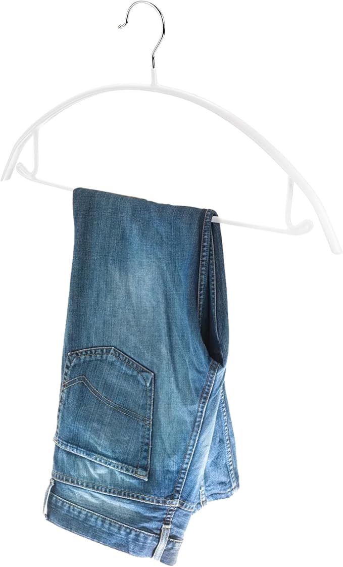 Tosnail 20 Pack Non-Slip Suit Hangers with Pants Bar and Strap Hook, Metal Coat Hangers, Anti-Slip Sweater Shirt Hangers, Dimple & Crease Free Closet Organizer - White