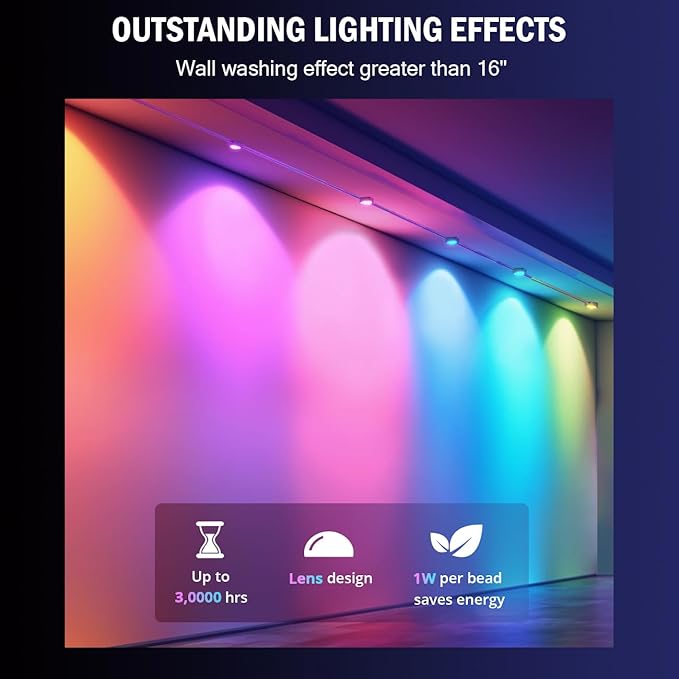 wowlite Permanent Outdoor Christmas Lights 100FT, RGB+IC Smart Eave Lights with 72 LEDs, IP67 Waterproof, 110+ Scene Modes for House, Daily & Holiday Decorations, Works with Alexa & Google