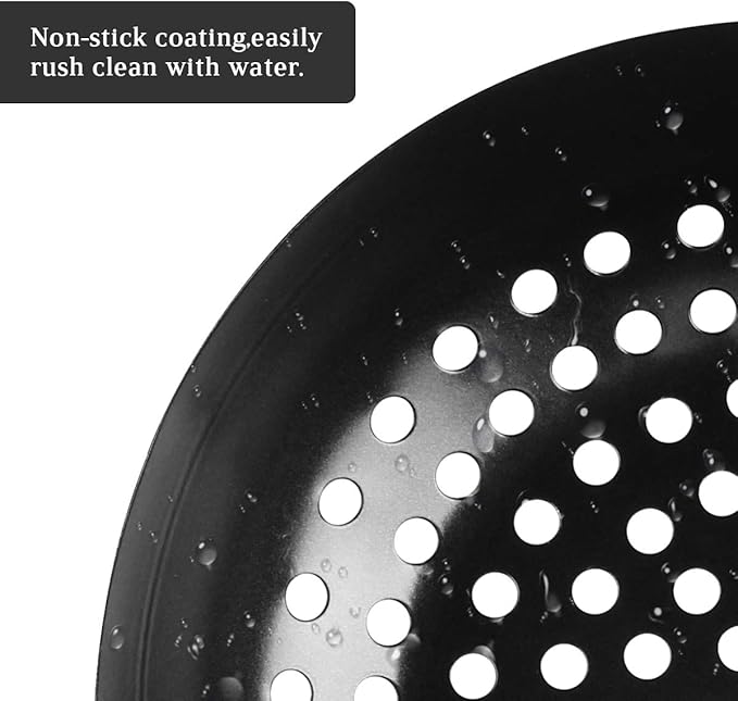 Round Grill Wok with Handle for Green Egg Veggie Basket BBQ Accessory Barbecue Tools for M/L/XL Green Egg Accessories for StriFry,Shrimp,Meat&Vegetable Outdoor Camping Cookware