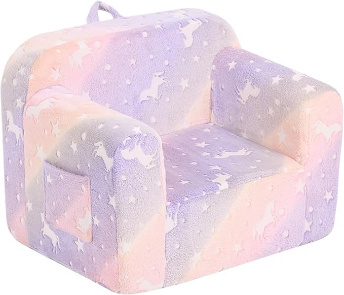 Toddler Chair Plush Kids Couch, Comfy Kids Sofa Toddler Lounger Chair for Bedroom, Convertible Toddler Couch for Girls and Boys, Reading Chair for Kids