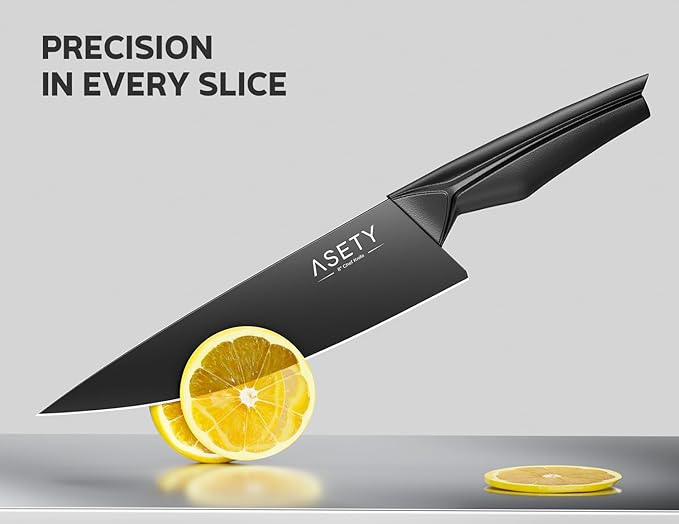 Kitchen Knife Sets with Block -15 PCS Knife Set with Bulti-in Sharpener, Dishwasher Safe, Stainless Steel Kitchen Knife with Ergonomic Handles, Sharp knives for Men and Women,Black