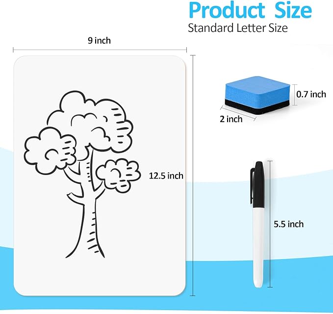 Dry Erase LapBoards, PANDRI 16 Pack Double Sided 12.5 x 9 Inch Whiteboards with 16 Erasers and 16 Markers, Dry Erase Boards for Kids Students Classroom Teacher Supplies