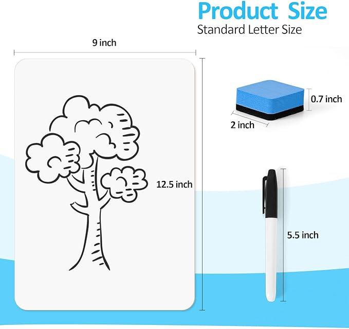 Dry Erase LapBoards, PANDRI 26 Pack Double Sided 12.5 x 9 Inch Whiteboards with 26 Erasers and 26 Markers, Dry Erase Boards for Kids Students Classroom Teacher Supplies